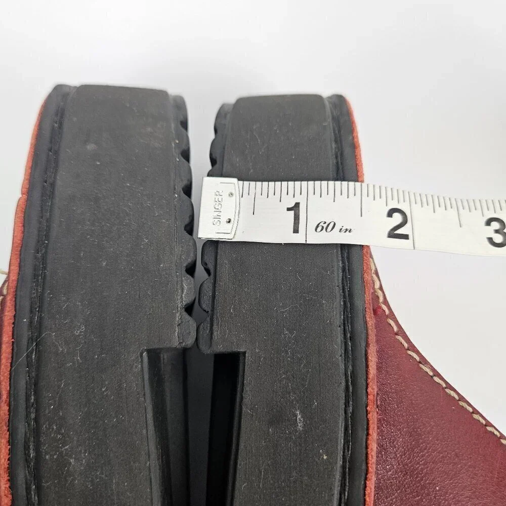 Naot Brick Red Leather Slip On Cap Toe Clog Mule EU 41/US 10 - Picture 5 of 10
